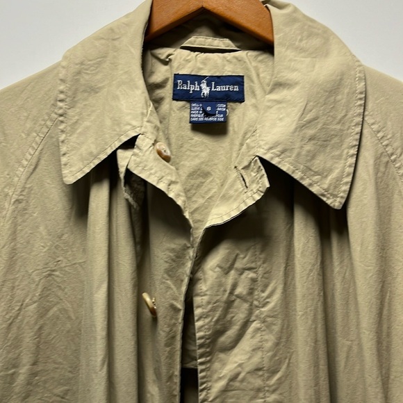 Ralph Lauren tan Single Breasted long Lightweight Vtg Trench Coat *no belt - Picture 1 of 15